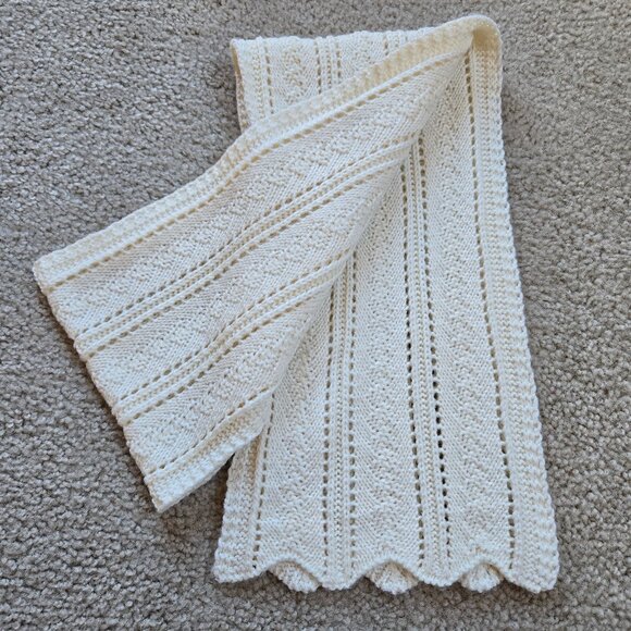 Fownes Brothers Accessories - Vintage Pointelle Scarf *Possibly Cashmere* Ivory Fownes Brothers